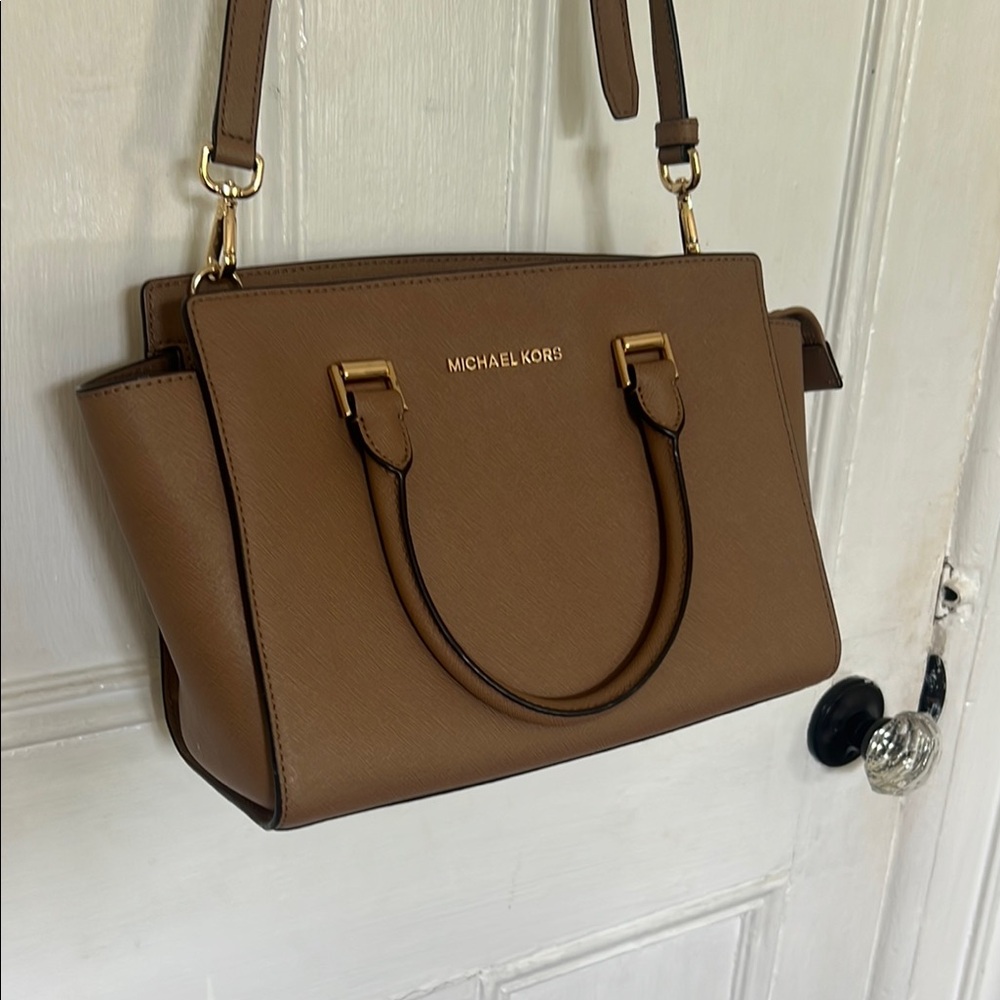 Michael Kors Brown Satchel with Gold Hardware